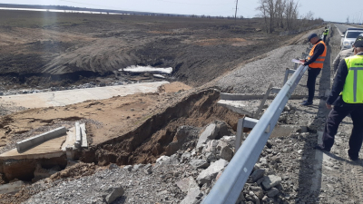 Новый участок трассы республиканского значения смыло водой в Костанайской области
